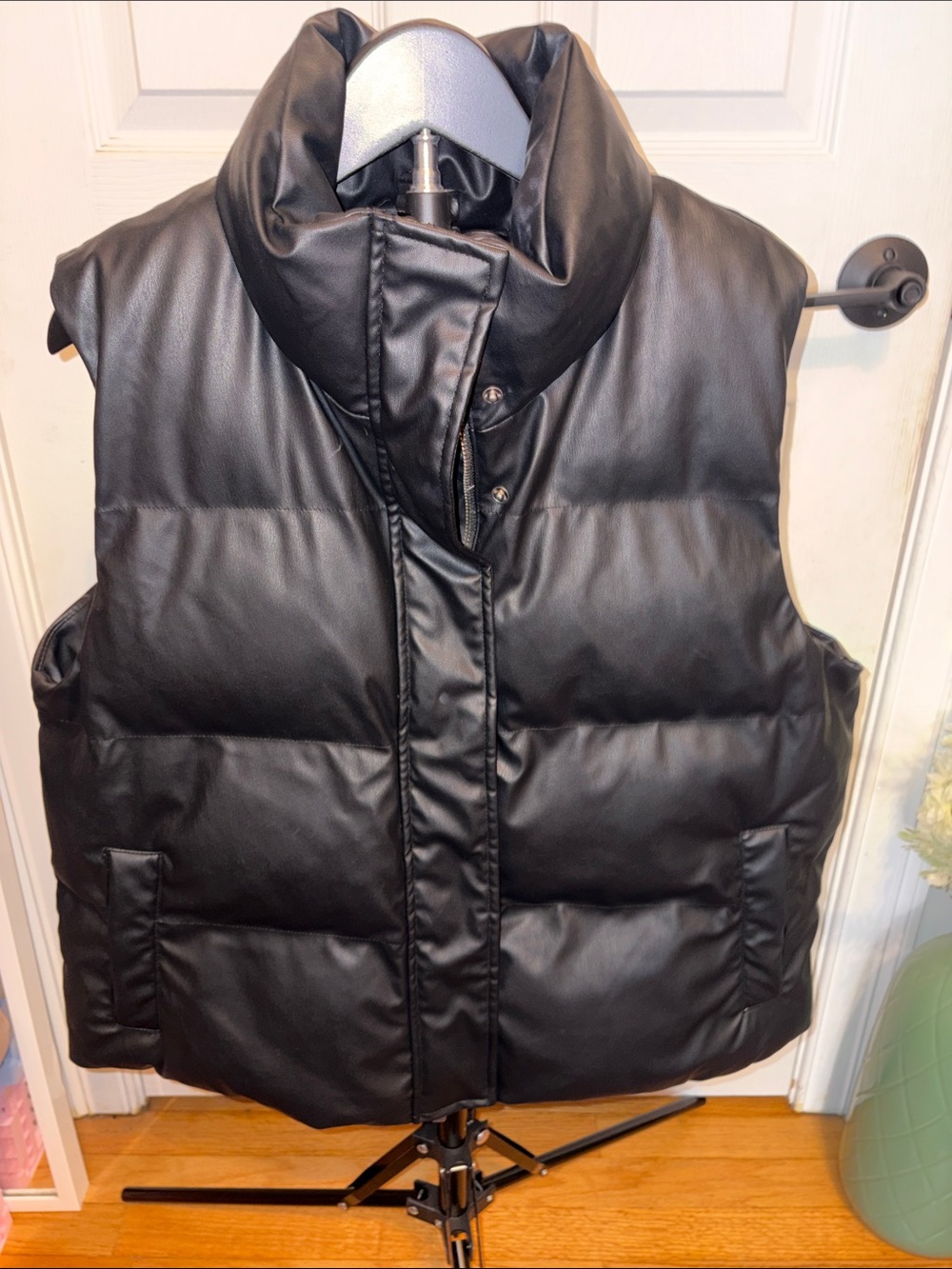 a new day Black Faux Leather Puffer Vest